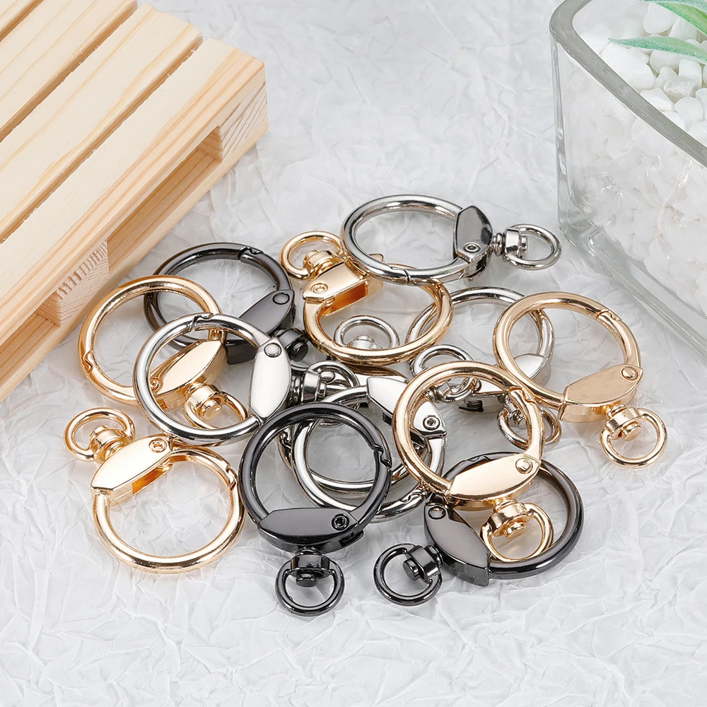 1/2/3pcs Rotatable Ring Spring Clasps Openable Round Carabiner Keychain Bag Clips Hook Dog Chain Buckles Connector DIY Jewelry