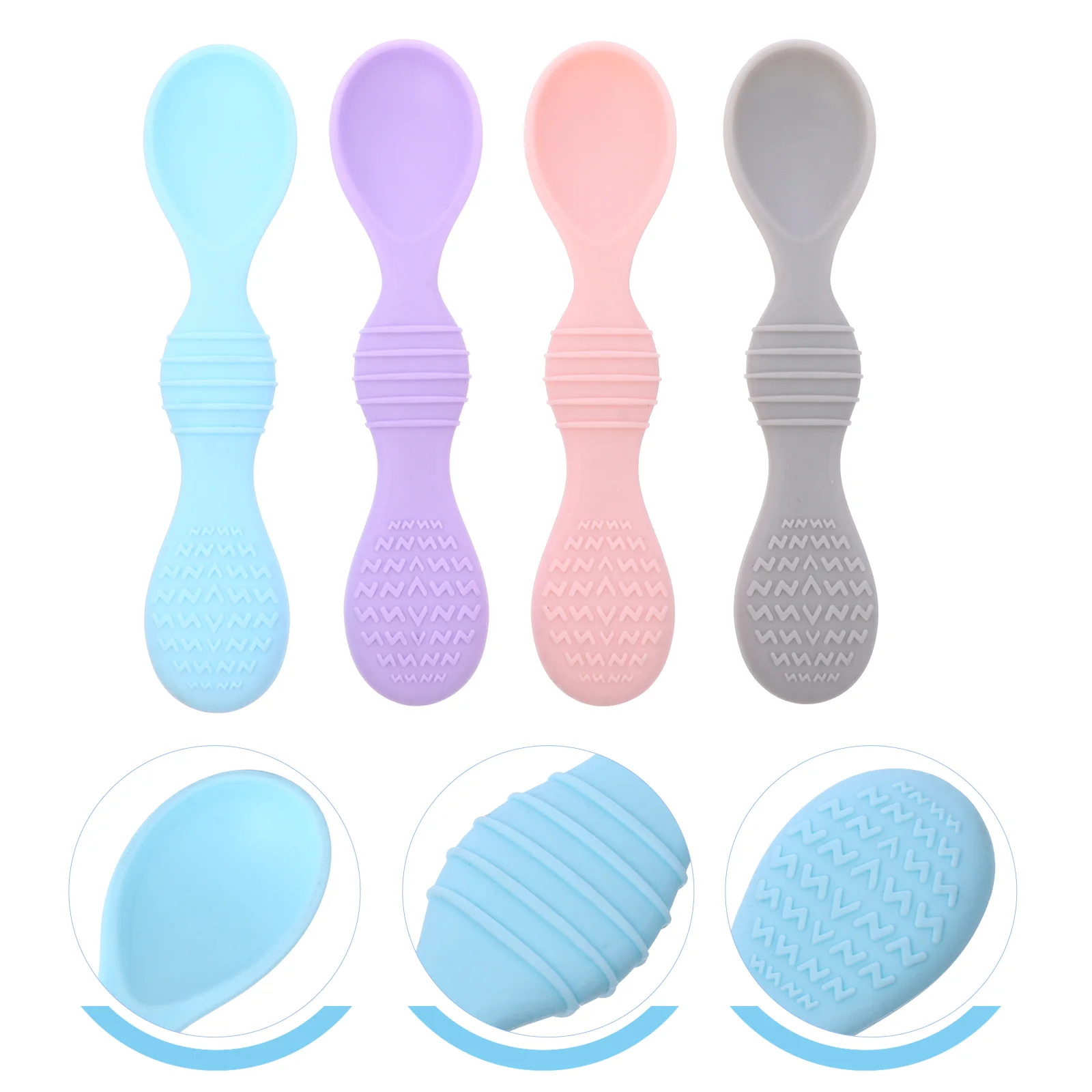 

4pcs Food Feeding Silicone Spoon Home Utensils Safety Tableware Flatware