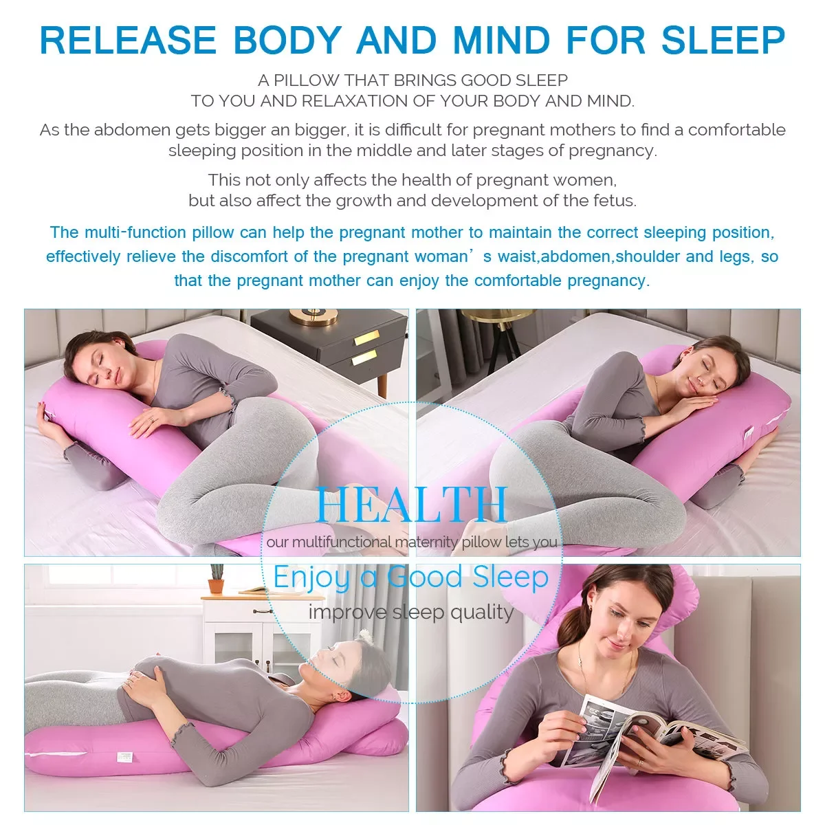 

Support Pillow For Pregnant Women Body Cotton Pillowcase U Shape Maternity Pregnancy Pillows Side Sleepers Bedding