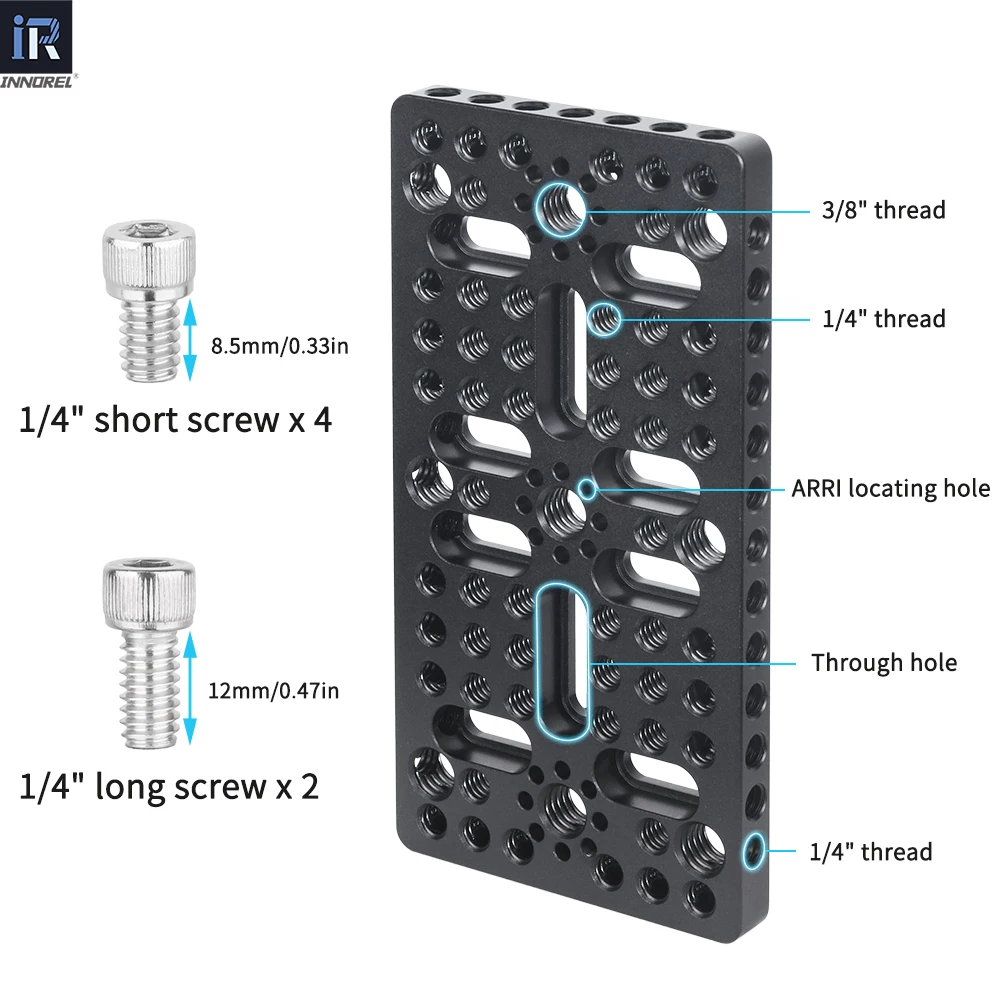 Фото INNOREL CP1407 Многофункциональная сырная пластина 14x7 см с отверстиями для установки ARRI, резьба 1/4 дюйма и 3/8 дюйма для слайдера клетки камеры №3