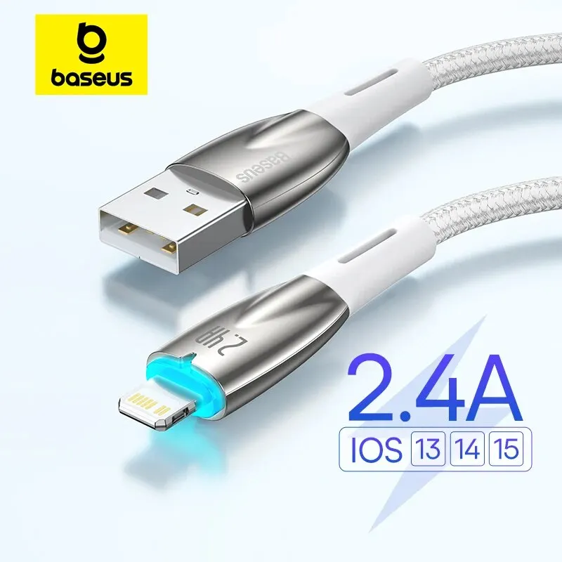 USB-кабель Baseus для смартфона Apple iPhone 2 4 А 480 Мбит/с 1/2 м цвет синий/белый/черный