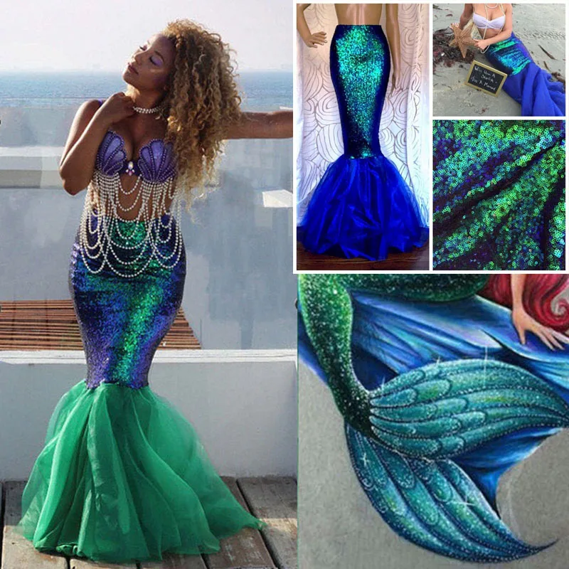 

Cosplay Sexy Mermaid Tail Women Costumes Set Fancy Dress Party Maxi Dress Adult Girl Femme Princess Halloween Christmas Party