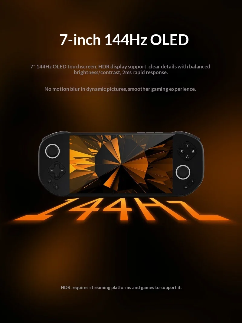 Фото Портативная игровая консоль MANGMI Pocket Max с 7-дюймовым OLED-дисплеем 144 Гц, процессором Snapdragon 865, магнитным модулем с датчиками Холла, 8000 мАч №3