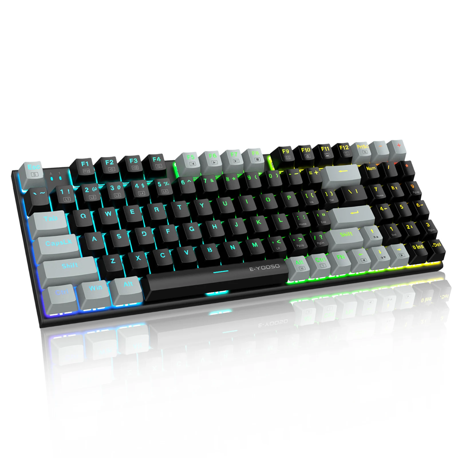 Фото Механическая игровая клавиатура E-YOOSO Z-19, настоящая RGB-подсветка, 5-контактная с возможностью горячей замены, 94 клавиш для ПК/компьютера №1