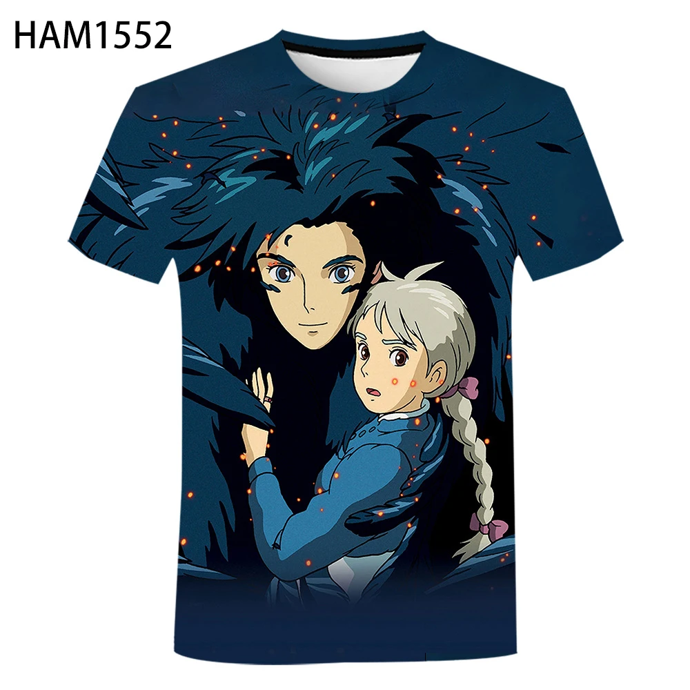 

Футболка Howl's движущийся замок для мужчин и женщин, футболки с 3D принтом, Повседневная футболка в стиле Харадзюку, уличные топы, Прямая поста...