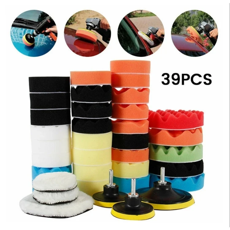 

3-7inch Car Polishing Disc 11Pcs/Set Self-Adhesive Buffing Waxing Sponge Wool Wheel Polishing Pad For Car Polisher Drill Adapter