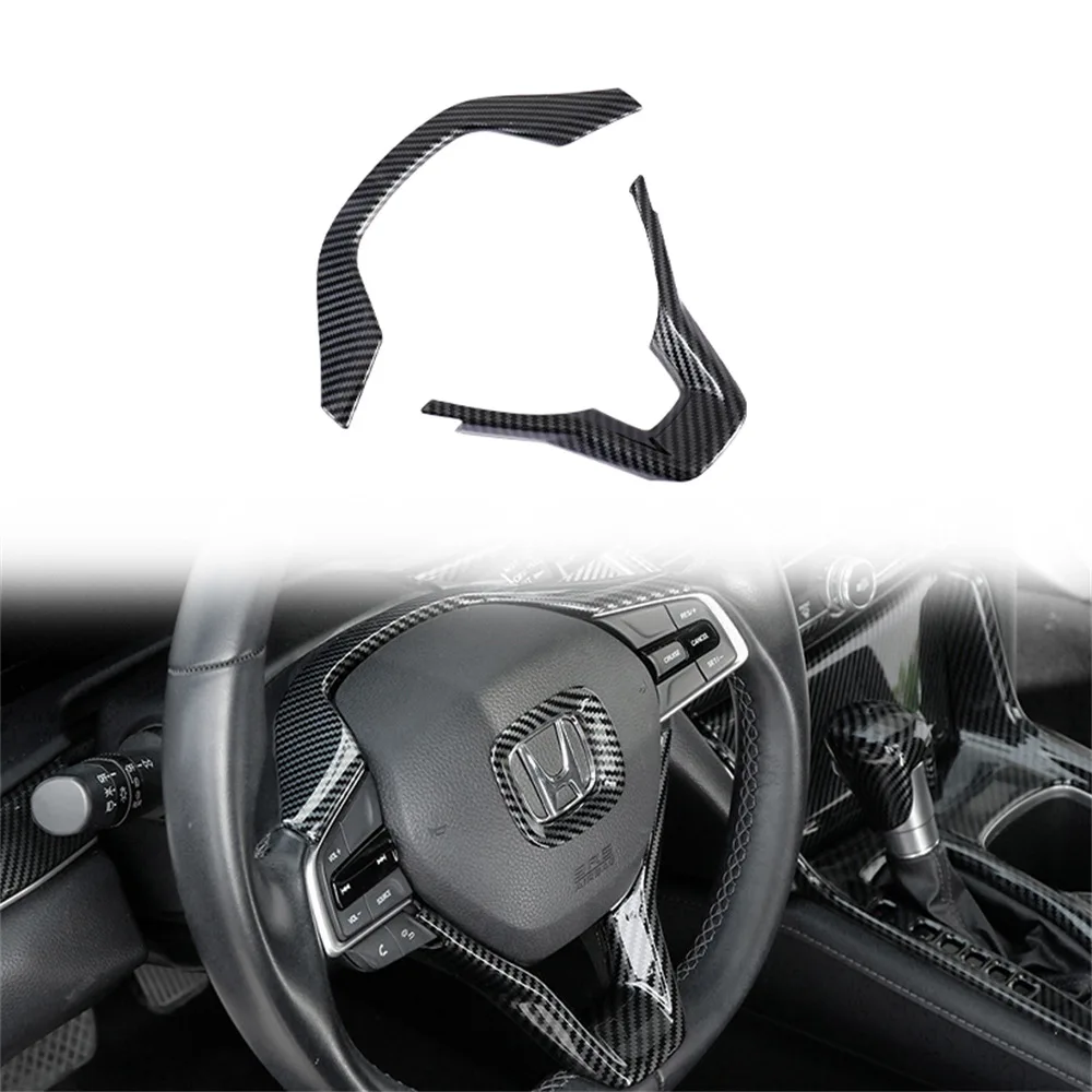 

2Pcs Carbon Fiber Texture Interior Steering Wheel ABS Frame Cover Trim for Honda Accord 10th 2019 2010 2021 2022 Car Styling