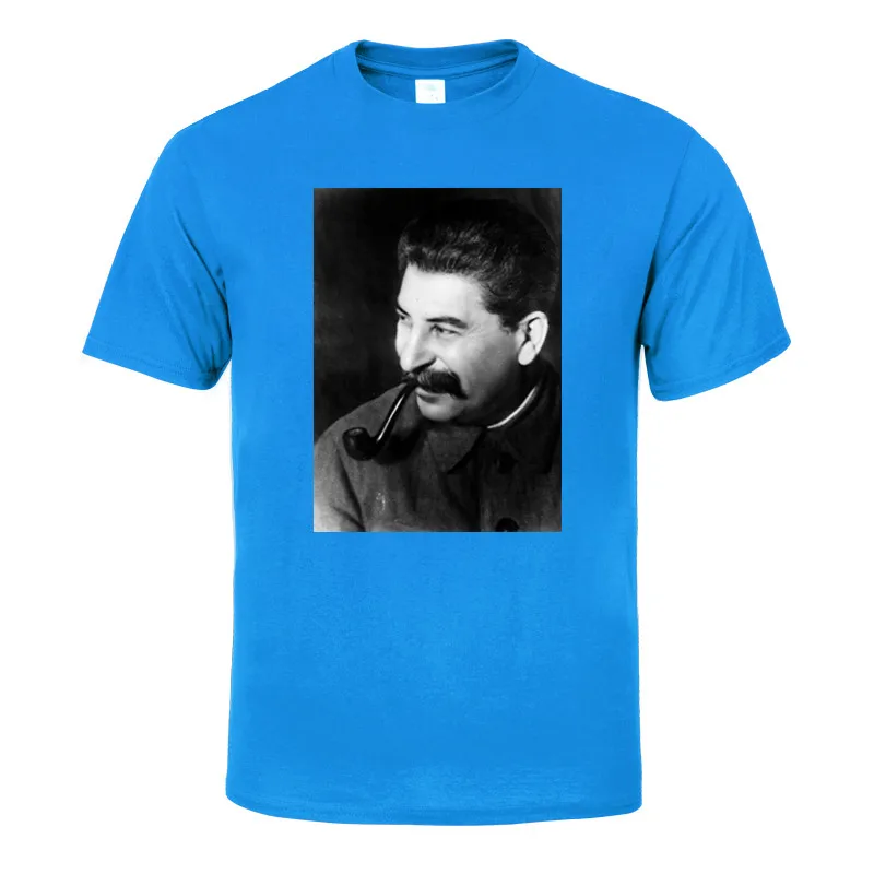 

Футболка мужская с принтом Джозефа Сталина, повседневная брендовая хлопковая тенниска с круглым вырезом, майка с русским принтом, на лето