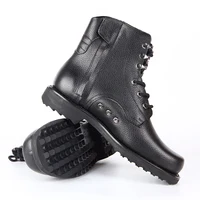Men Boots Top Layer Cowhide Motorcycle Boots Side Zipper High-top Leather Boots Tactical Boots Rivet Martin Boots Shoes for Men
