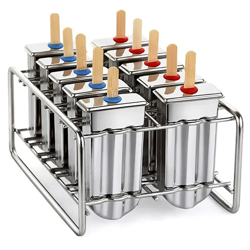 

DIY Mold Ice Mold 304 Cream Mold Creative Steel Popsicle With Cream Rack Ice Ice Holder Tray Stainless Fruit Popsicle Household
