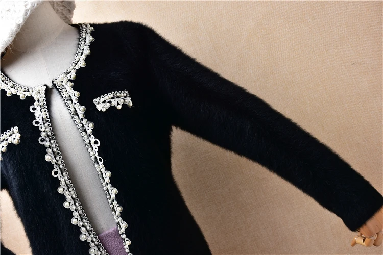 04 Женская осенне-зимняя одежда черные пушистые норковые кашемировые Вязаные