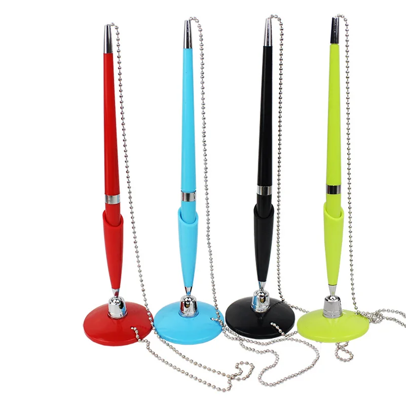 

10Pcs Plastic ballpoint desktop pen Desk Pens with Ball Chain Advertising Gift for Banks, Hotels, and Offices