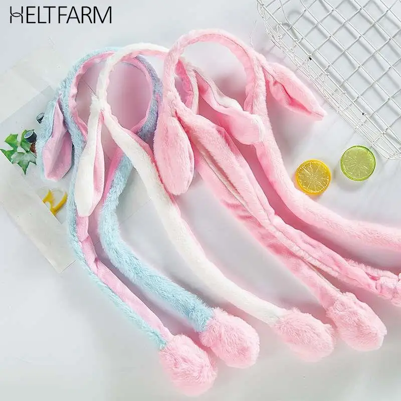 

Bunny Ears Headband Cute Coral Fleece Warm Plush Hair Band Rabbit Ear Novelty Headband Women Girls Kids Airbag Cap Hat