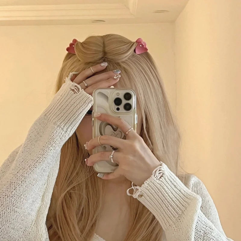 

2023 Korean New Premium Mini Princess Bangs Heart Shaped Hairpin Hair Clips for Women Small Headdress Hair Accessories