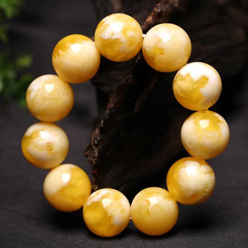 Купи Women Mens Gifts Natural Baltic Amber Elastic Large Bracelet Bracelet Yellow Beeswax Old Honey Wax Amber Bracelets за 599 рублей в магазине AliExpress