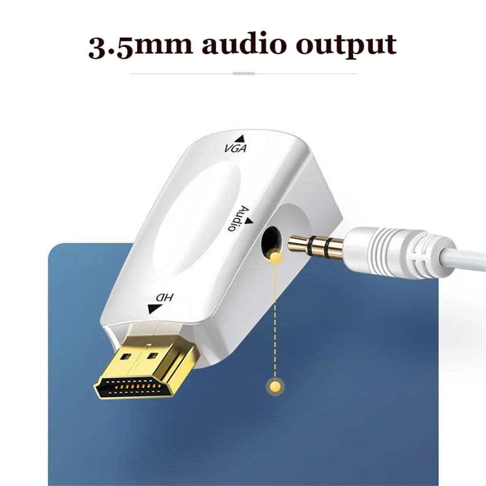 Портативный адаптер HD 1080p HDMI-совместимый к Vga со штекером 3 5 мм аудио Aux