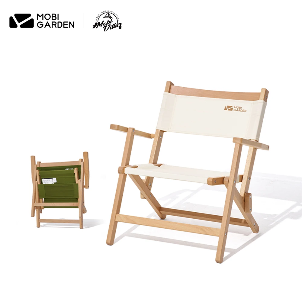 

MOBI GARDEN Camping Folding Chair Solid Wood Chair Glamping Picnic Beach Outdoor Luxury