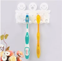 for home decor design smile suction hooks 5 position tooth brush holder bathroom set cartoon sucker toothbrush holder