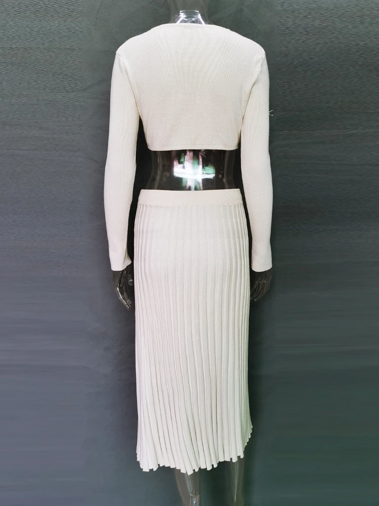 NIXILA новый сексуальный свитер укороченный топ юбка миди комплект из двух