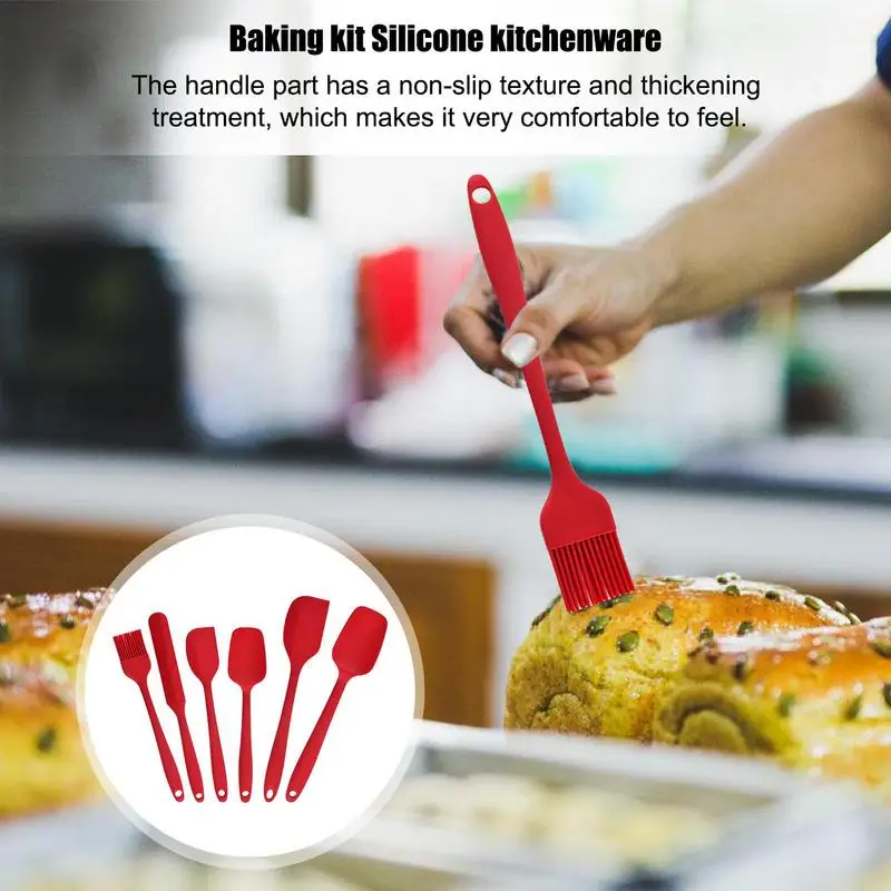 

Silicone Kitchenware Set 6 Pcs Spatula Set Non Stick Heat Resistant Spatulas Turner For Cooking Baking Mixing Baking Tool