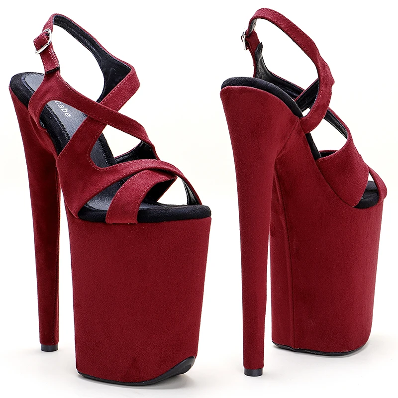 Leecabe 23CM/9inches Suede upper  Platform Sexy  High Heels Sandals Pole Dance shoes