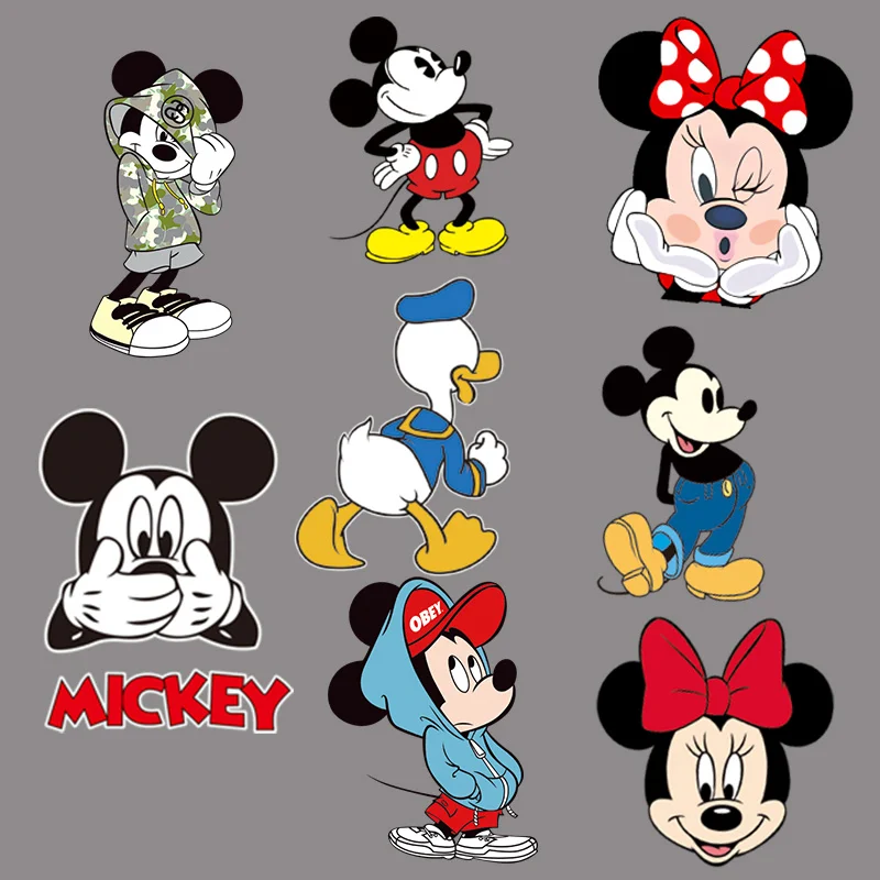 

Cute Mickey Mouse Heat Transfer Patches For Clothes Disney Anime Ironing Stickers for ClothingT-shirt Hoodies for Kids Patches