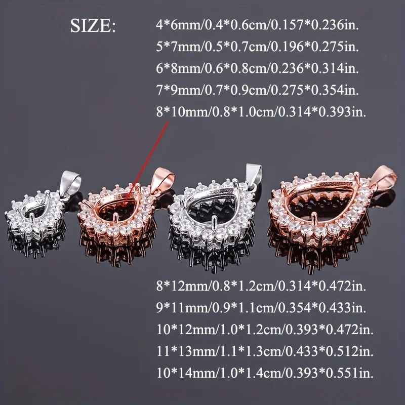 1 шт. розово-золотистая Серебристая подвеска в форме груши с зажимом для