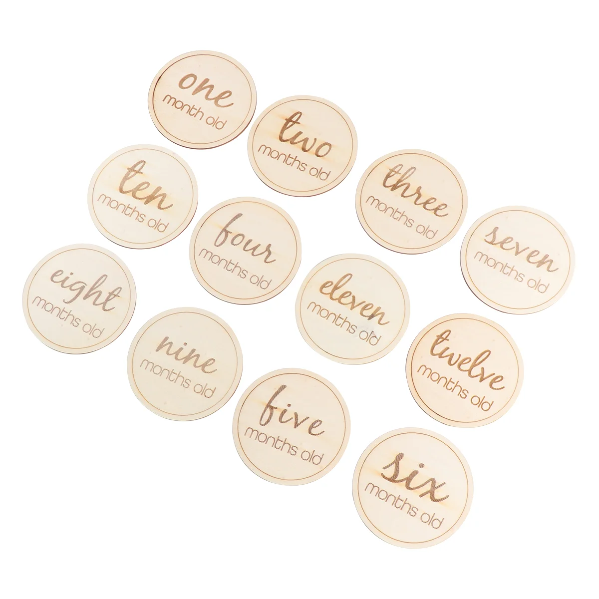 

12pcs Wooden Monthly Milestone Cards, Birth Announcement Cards Milestone Discs for Photo Props Shower Gifts ( English Letter 2 )