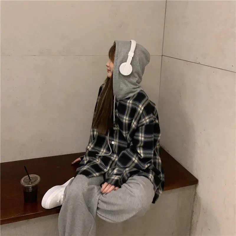 Винтажная клетчатая рубашка оверсайз