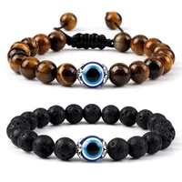 evil eye trendy men bracelets women natural stone colorful crystal beads rope chain eyes lucky bracelets couple jewelry pulseras