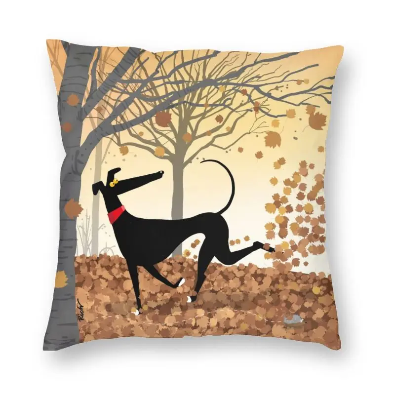 

Custom Autumn Hound Greyhound Dog Pillow Cover Decoration Sighthound Whippet Cartoon Pattern Cushion Cover for Living Room