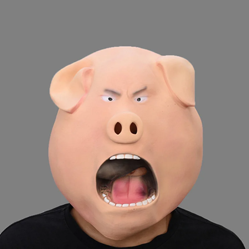 Sing 2 Gunter Pig Mask Latex Halloween Costume Masks Funny Animal Full Face Headgear Party Accessory Props