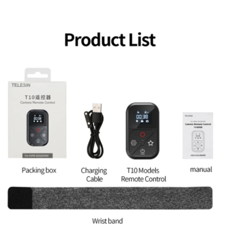 

Bluetooth-compatible Remote Control for Go Pro Hero 10 9 8 Max with Wrist Band