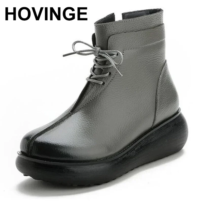 Женские ботильоны из натуральной кожи на толстой подошве