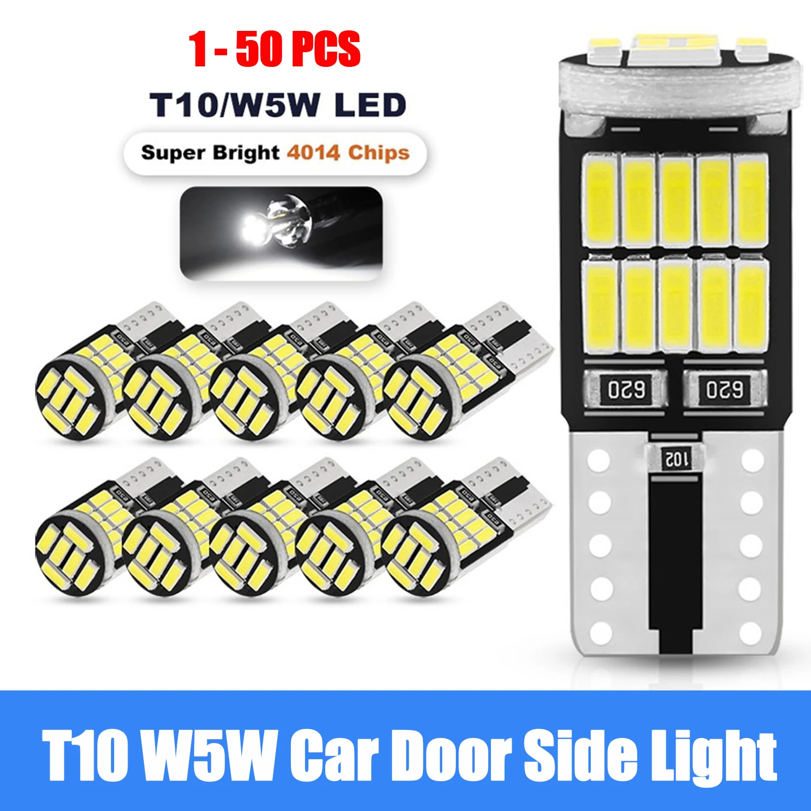 

1-50 шт., светодиодные лампы T10 W5W 194 501 Canbus