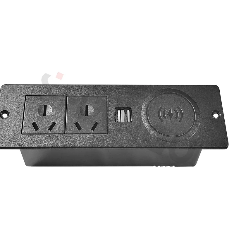 Настольные скрытые розетки AU с 2 USB-разъемами, Беспроводная зарядка 12 Вт, переменный ток 110 ~ 250 В, 3500 Вт, черная электрическая Скрытая настольная розетка 13 а (art.: 3920c2ccfb393) - 3920c2ccfb393