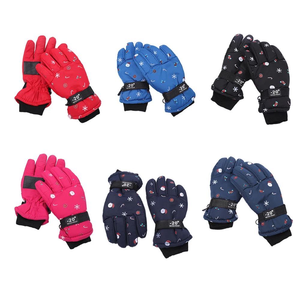 

Children Ski Mittens Riding Gloves Thermal Glove Sporty Accessory Non-slip Adjustable Hands Accessories Dark Blue
