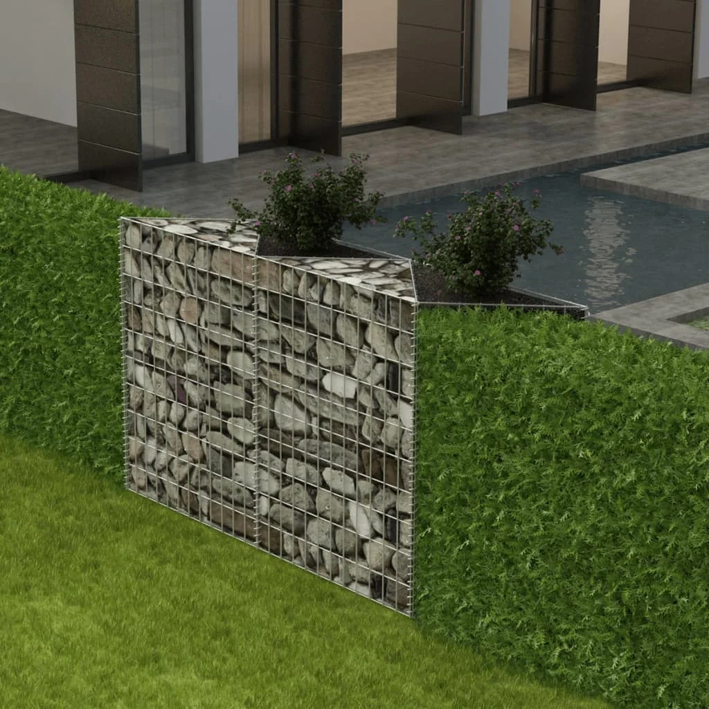 Gabion Basket, Galvanised Steel Outdoor Privacy Screen, Garden Decoration 120x30x100 cm