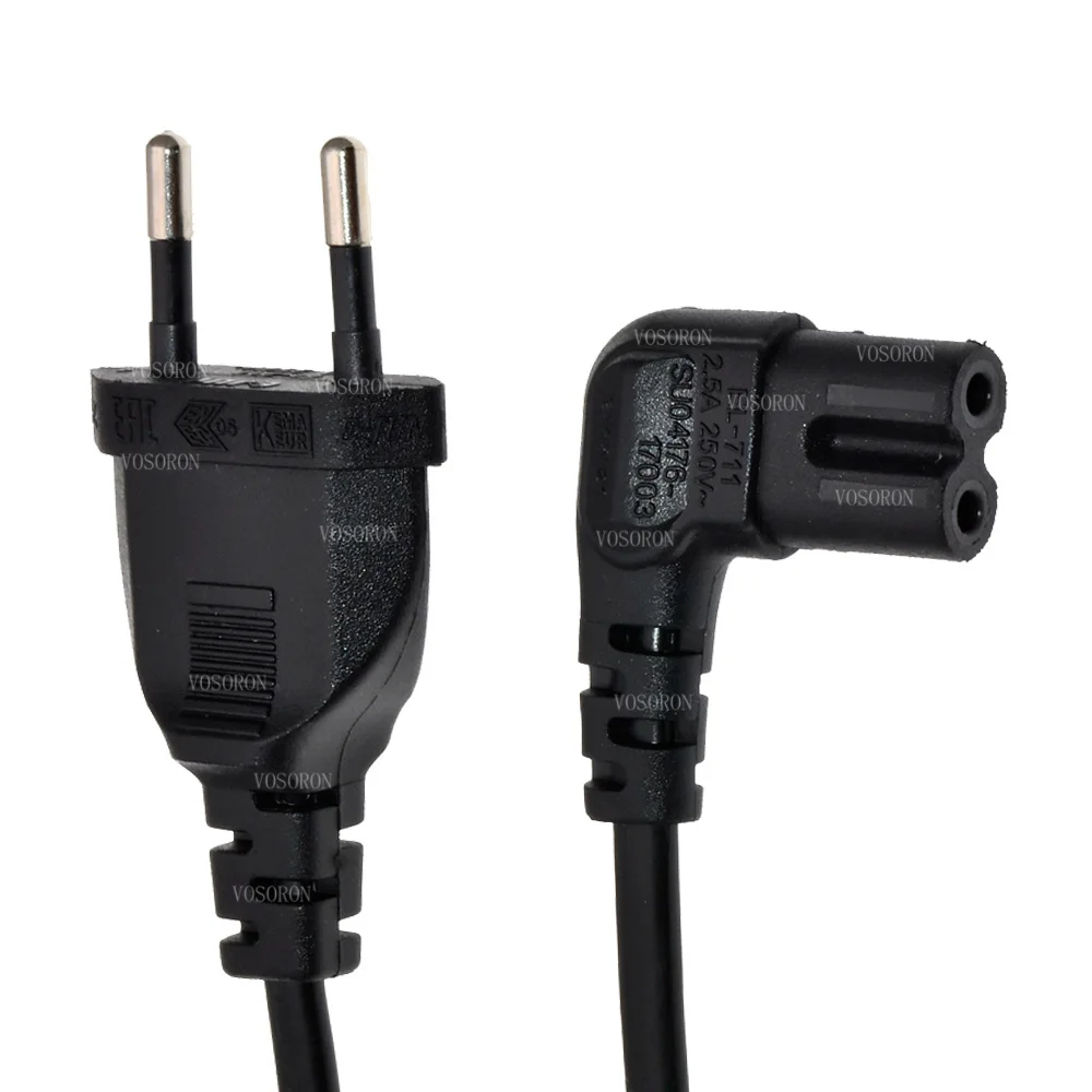 

Угловой Европейский шнур питания 5 м, 3 м, ЕС, кабель питания переменного тока с угловой фигуркой, штекер 8 C7 для apple TV, PS4, HDTV принтеров