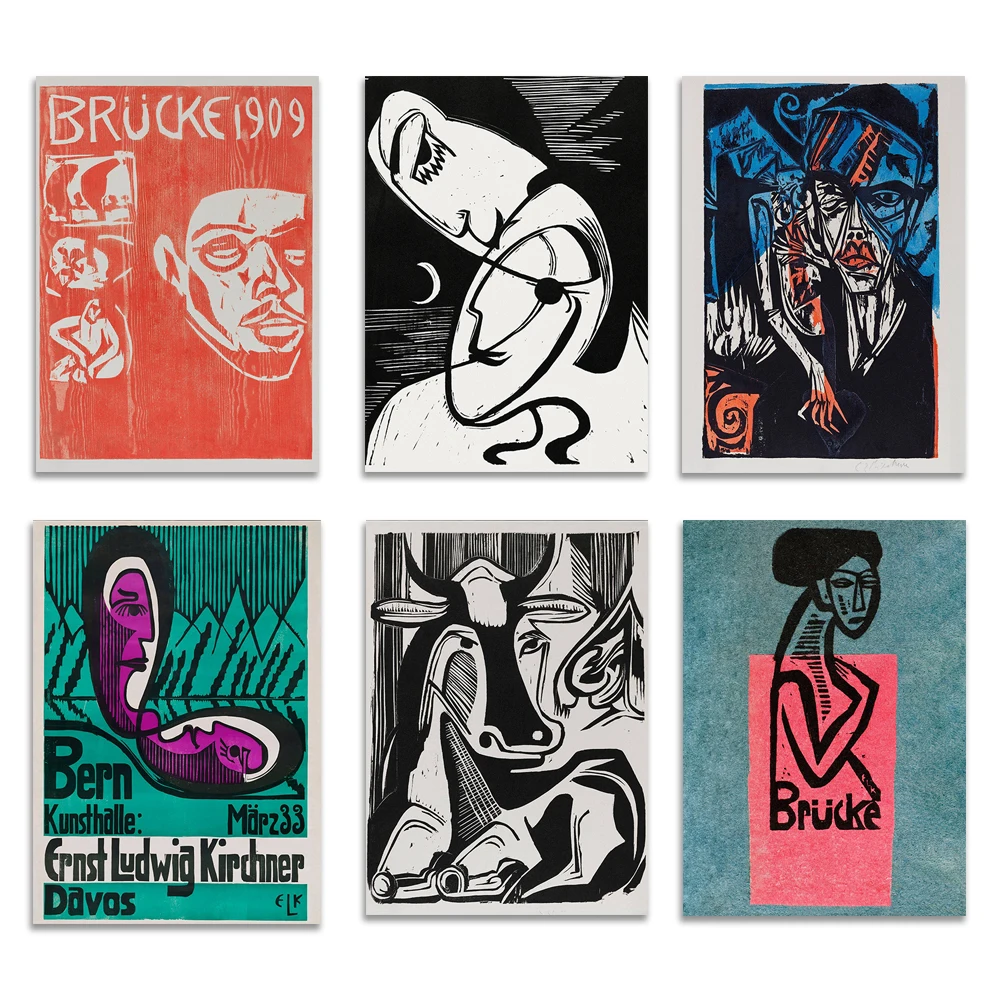 Фото Ernst Ludwig Kirchner - Берн Кунстенл, Поцелуй - Луна - Любители, Модернистская абстрактная февизма - Музейный выставочный постер Canvas Prin №2