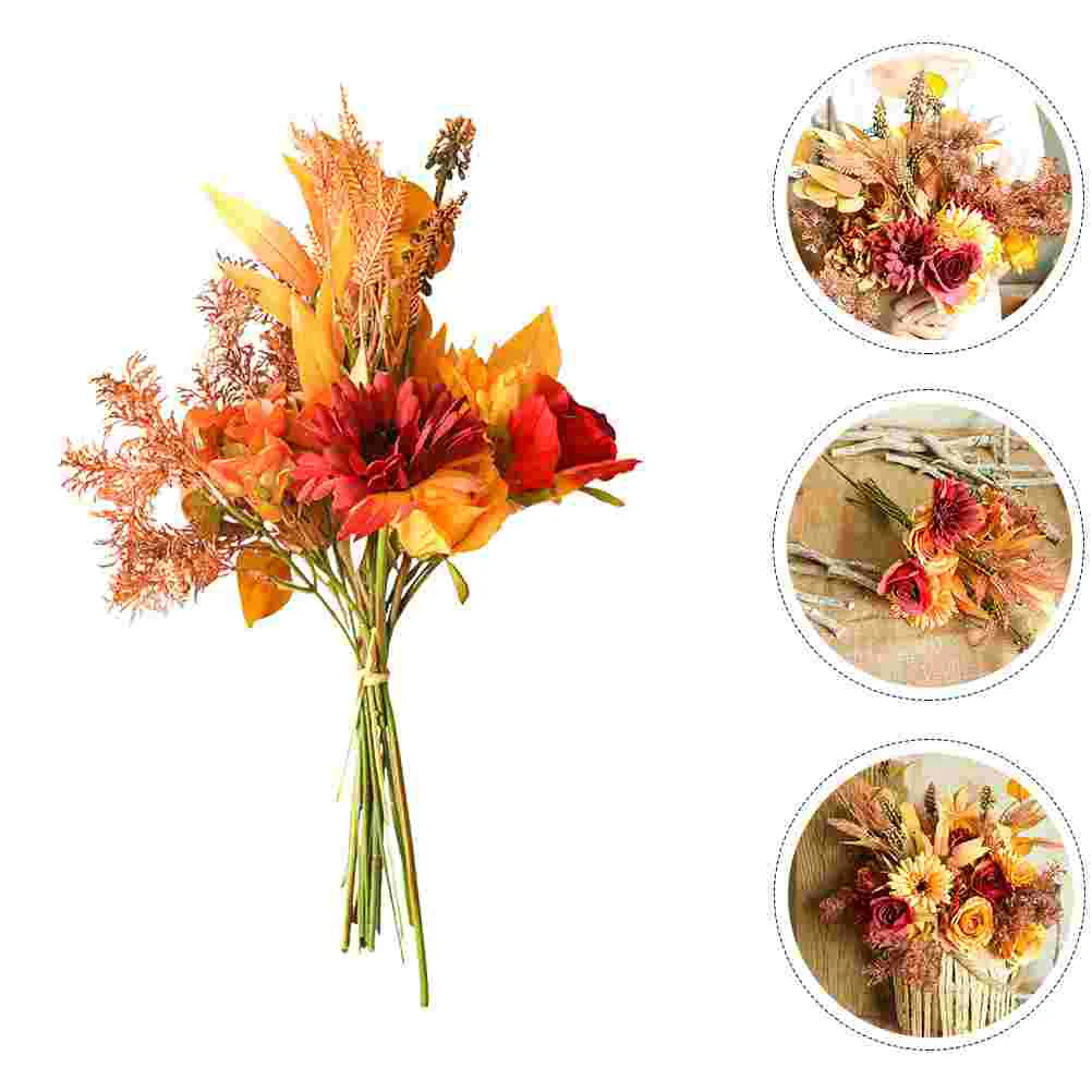 

Fall Flowers Bouquet Flower Autumn Fake Artificial Bouquets Floral Wedding Harvest Arrangements Silk Faux Centerpieces Decor