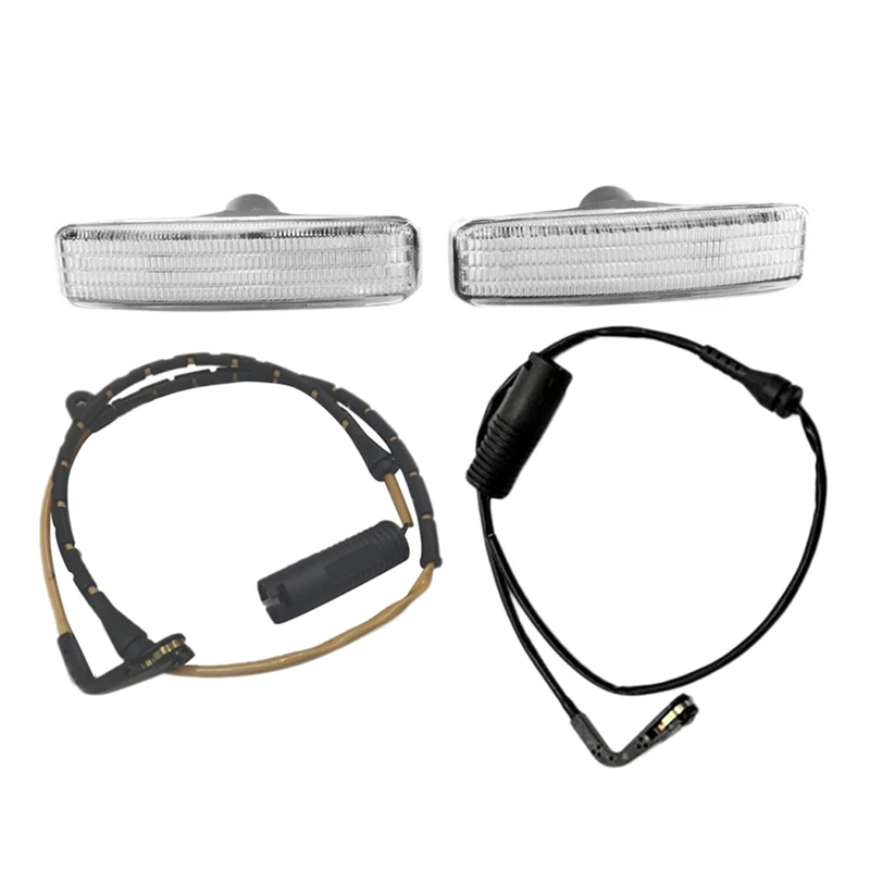 1 Pair Front Fender Side Marker Light With 1 Pair Front Rear Brake Pad Wear Sensor Kit, For BMW 5 Series E39 528I