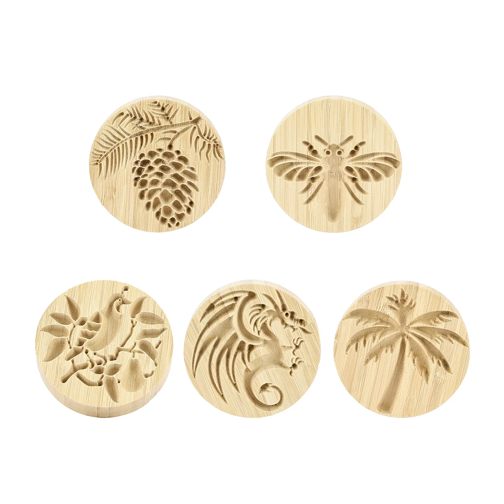

Round Wooden Cookie Embosser Mold Fondant Biscuit Moulds Embossing Decorating Chocolate Craft Cake Tools