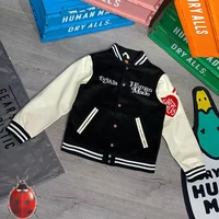 2022 human made patchwork jacket sleeve embroidery red heart parttern winter chic jacket coat collar tag