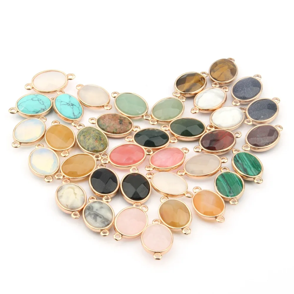 

Natural Stone Agate Malachite Drop Double Hole Connector Pendant For Jewelry Making DIY Necklace Accessories Charm Gift25x14x7mm