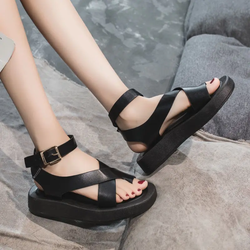 Women's Sandals 2022 Summer Solid Color Comfortable Female Beach Shoes Chunky Sandalias Non-Slip Shoe Platform Zapatillas Mujer