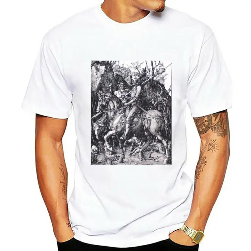 The Rider - Screen Printed T Shirt - Albrecht Durer - Knight Death and The Devil men t shirt