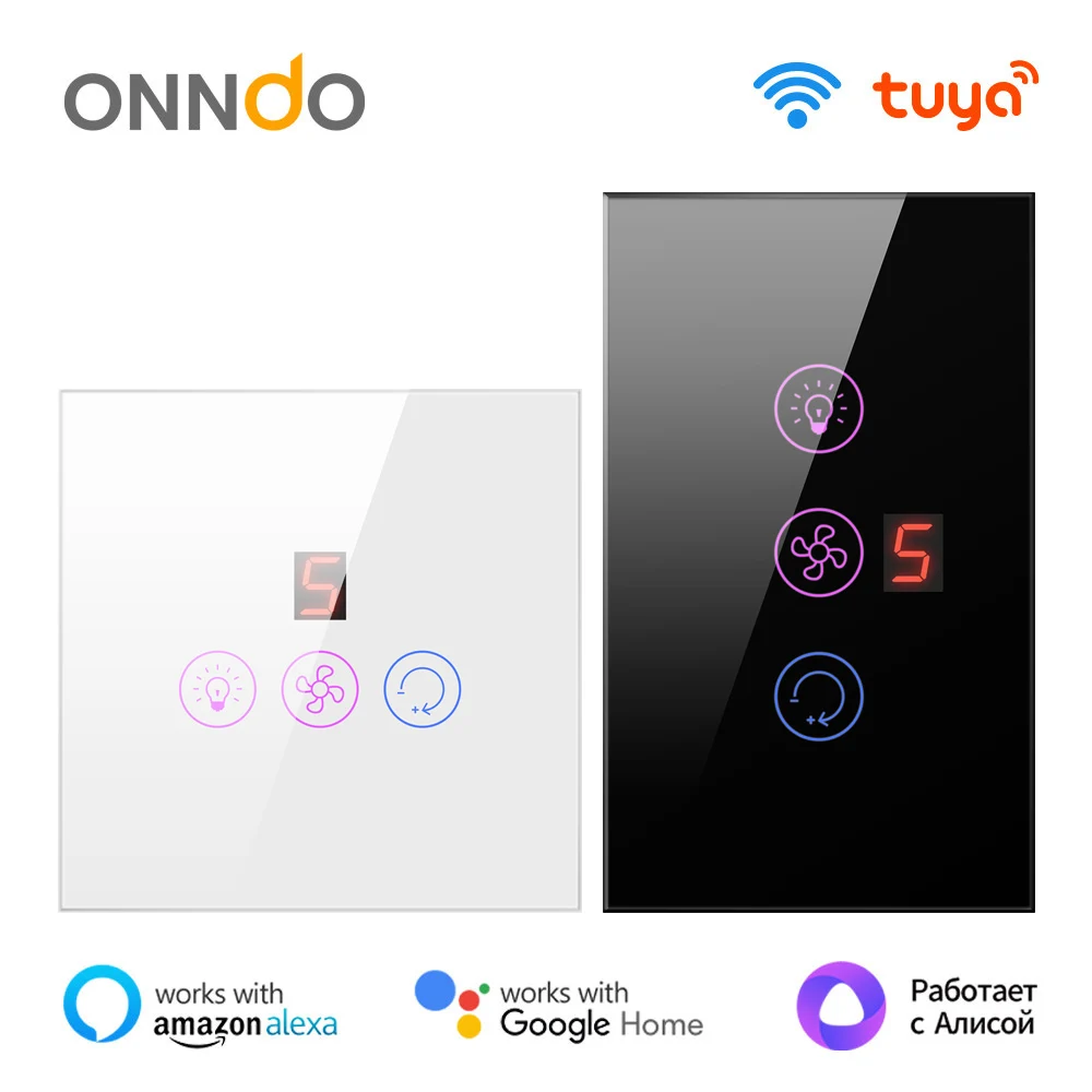 

ONNDO Tuya Smart Wifi Fan Light Boiler Switch Standard Water Heater Touch 3 in 1 Switch Smart Life APP For Alexa Google Home