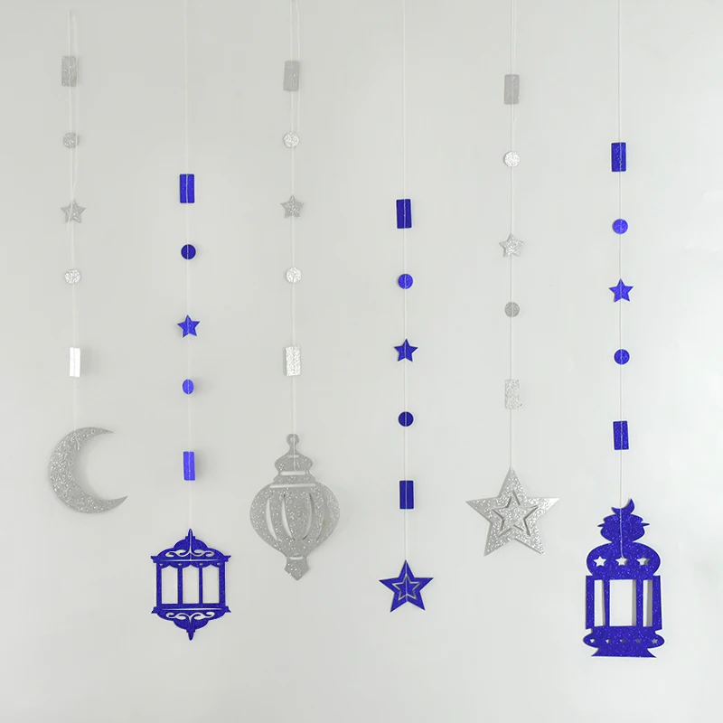 6 шт./компл. украшения Ид Мубарак цвета: золотистый серебристый черный лунная