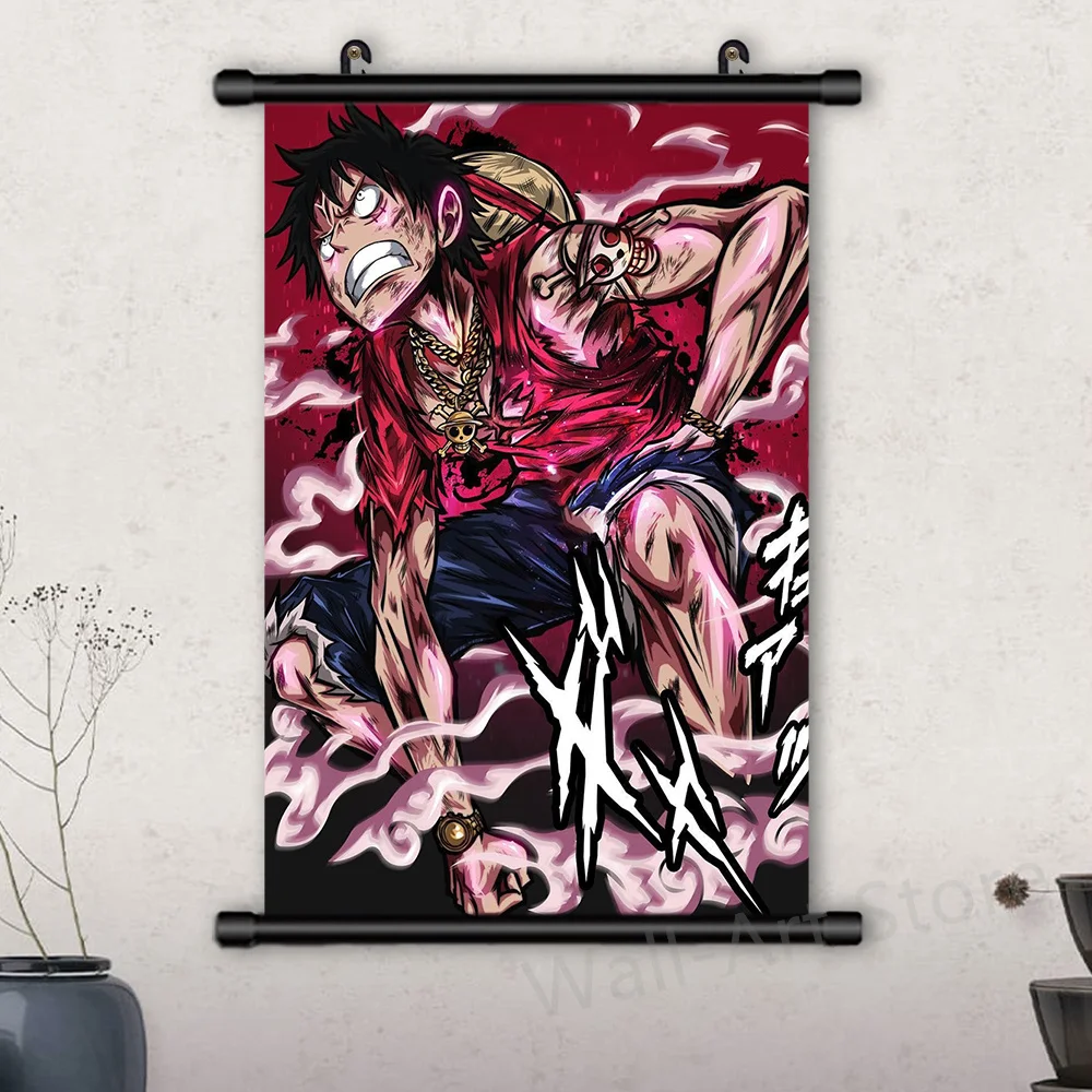 

One Piece Anime Luffy Wall Poster Printed Canvas Modern Artwork Painting Scroll Hanging Pictures Living Room Bedroom Home Decor